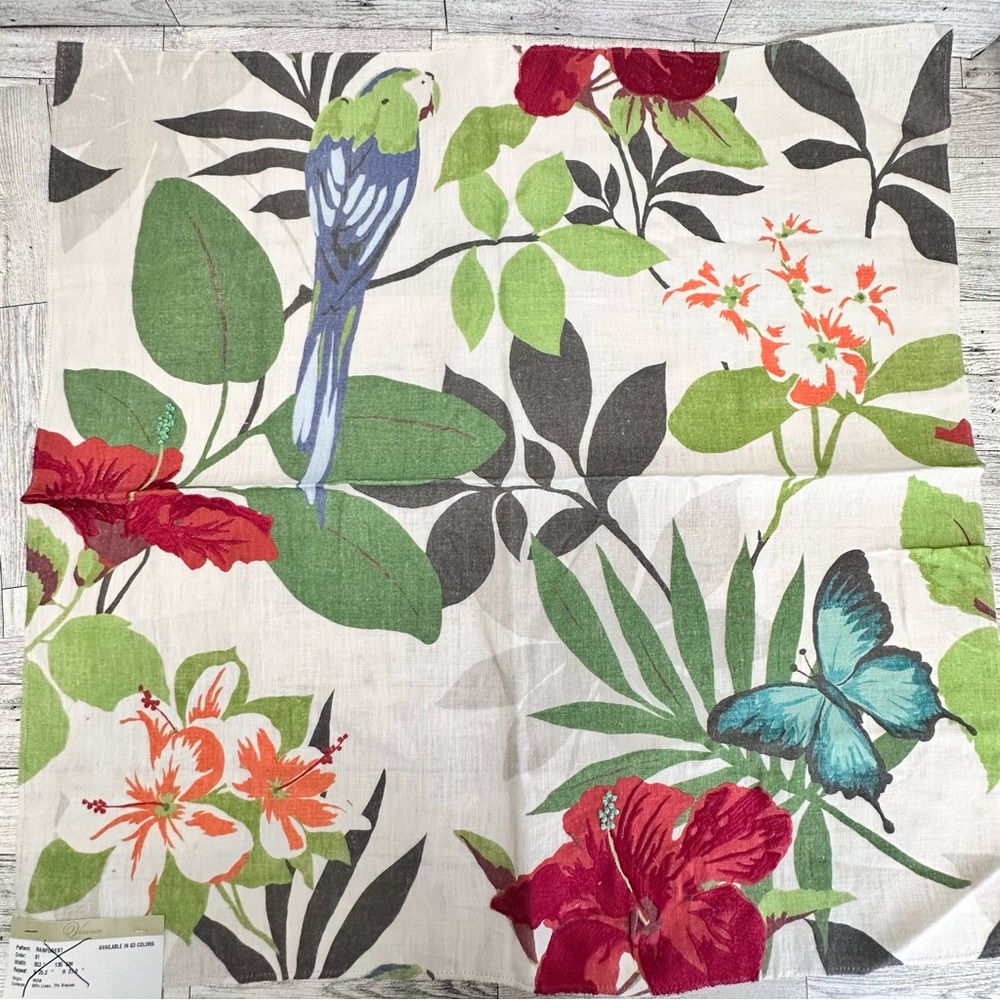 Vervain “ Rainforest ”embroidered Fabric Cut  sample  26” X 26” Made In India